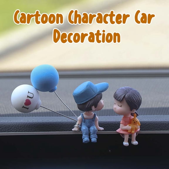 tasrioml Car Ornaments Cute Cartoon Couple Action Figure Figurines Balloon Ornaments Auto Interior Dashboard Decoration for Car Home Office