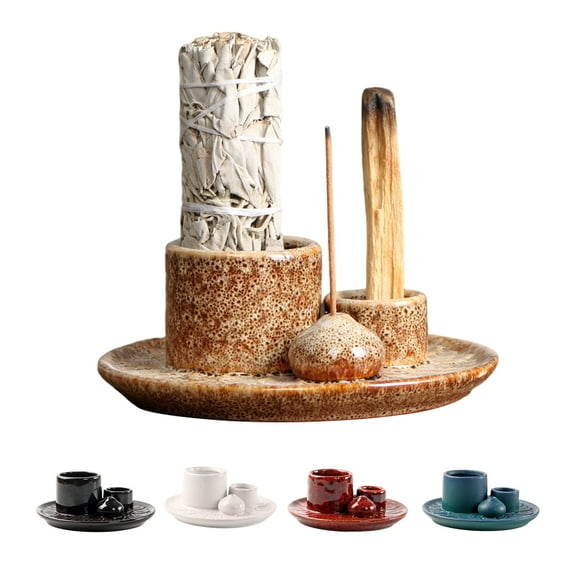 tasrioml Ceramics Candle Holder Modern Palo Santo Incense Stick Burner Multi-purpose Ash Catcher Meditation Yoga Room Decoration Festival Gift