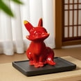 thumbnail image 1 of tasrioml Cinnabar Fox Ornament Red Fox Figurine Miniature Fox Statue Sculpture Car Dashboard Home Office Feng Shui Decoration, 1 of 8