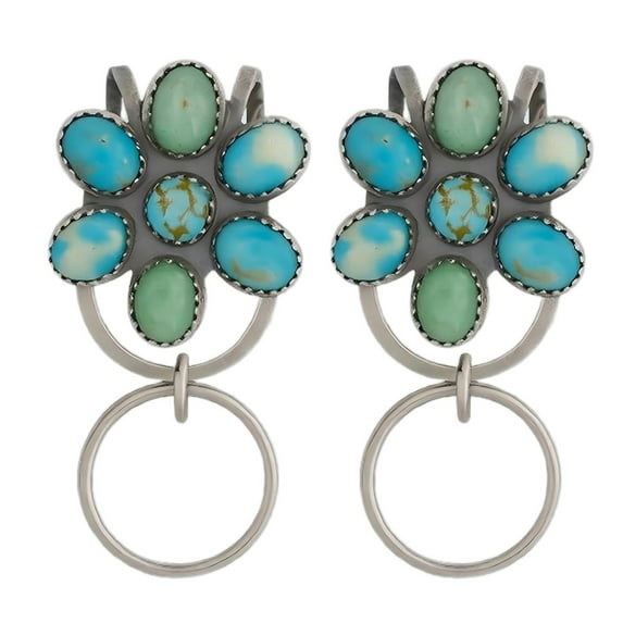 tasrioml Comfortable Feel Keychain Turquoise Flower Shape Keychain 1/2 Pcs Natural Stone Design Bag Clip Holder for Backpack Accessories Exquisite