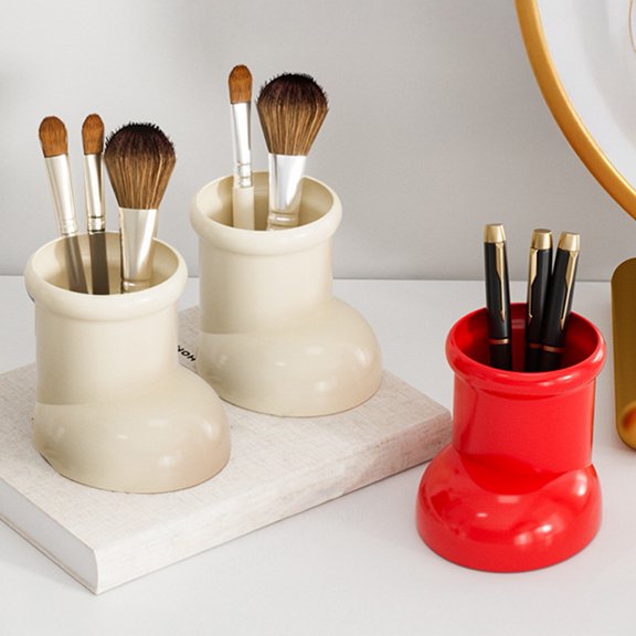 tasrioml Cute Boot-Shaped Storage Box Large Capacity Organizer for Makeup Brushes Pens Decorative Desktop Decor for Home Office