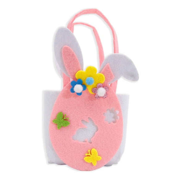 tasrioml Easter Basket for Kids Gift Bunny Carrot Chick Colorful Egg DIY Non-woven Fabric Handmade Portable Basket Treat Tote Pouch Festival Gift