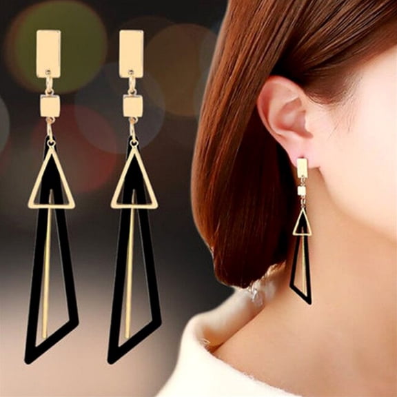tasrioml Fashion Women Geometric Long Triangles Drop Ear Studs Earrings Jewelry Gift