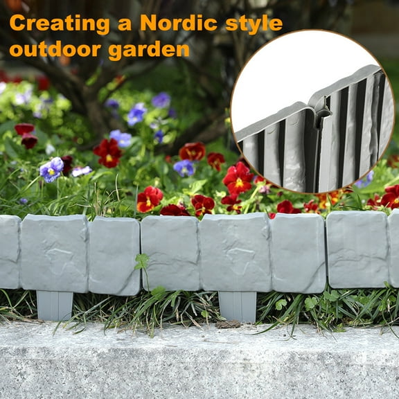 tasrioml Faux Stone Fence Landscape Edging Easy Installation Flower Bed Lawn Yard Weed Barrier Fence Garden Bed Boundary