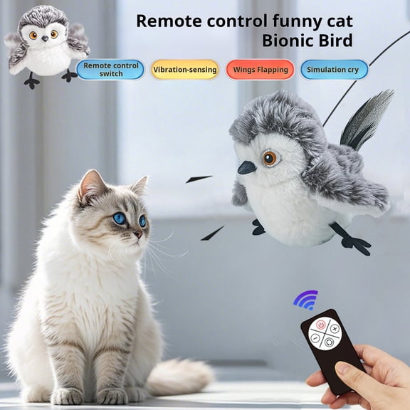 tasrioml Flapping Bird Cat Toy Interactive Chirping Bird Catnip Toy with Lifelike Sound Touch Activated Rechargeable Bird Cat Kicker Toy for Indoor Cats