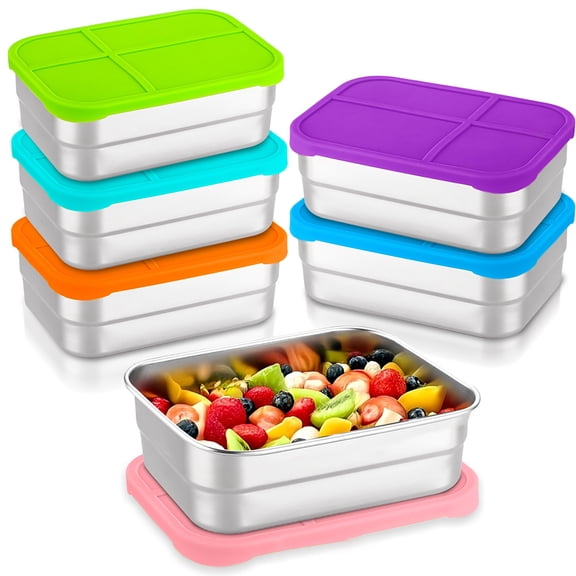 tasrioml Food Storage Containers with Lids Stainless Steel Snack Box Leak-Proof Stackable Meal Prep Containers for Kitchen