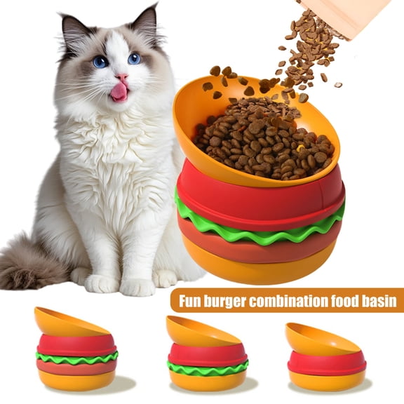 tasrioml Hamburger Shape Pet Bowl 5-Piece Pet Feeding Bowl Set Handmade Tableware Combination for Cats And Dogs