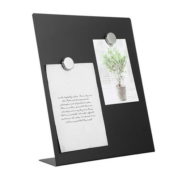 tasrioml L-Shaped Metal Memo Board Magnetic Surface Desktop Display Stand for Notes Photos Multi-Purpose Organizer for Office Home Use
