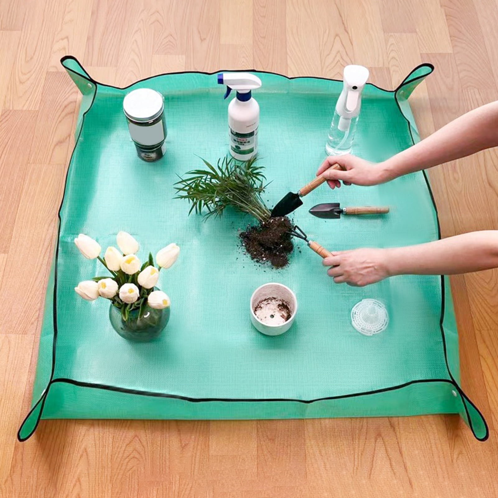 Planter Mat tasrioml Planting Mat Reusable Potting Pad Prevents Soil Overflow ...