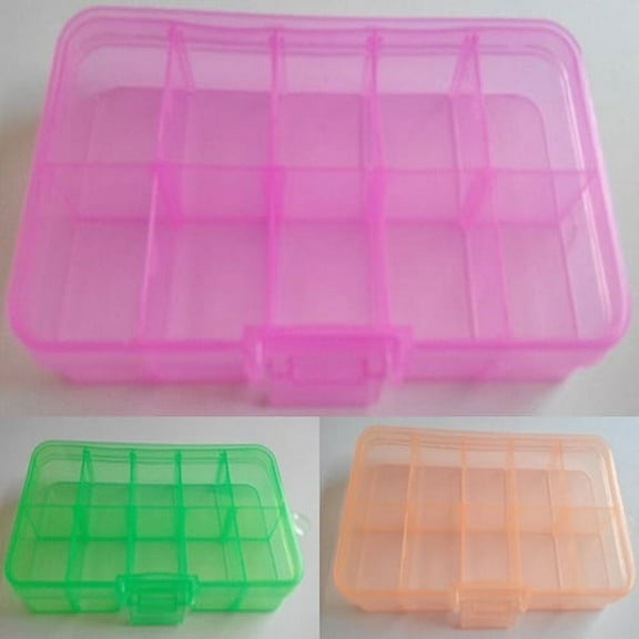 tasrioml Plastic 10 Slots Adjustable Jewelry Storage Box Pill Beads Holder Case Organizer