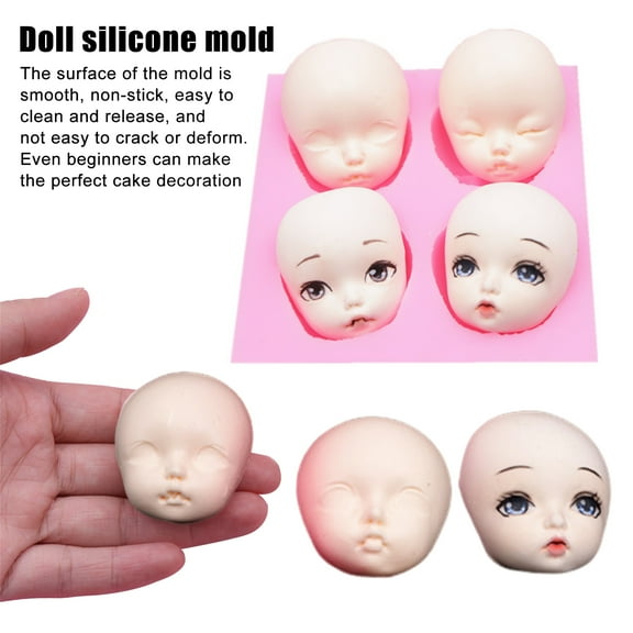 tasrioml Silicone Doll Head Mold for Cake Decoration 3D Baby Face Molds Cupcake Chocolate Fondant Sugar Craft Food-Grade Multipurpose Mold