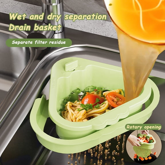 tasrioml Sink Drain Basket with Fine Mesh Touchless Garbage Disposal Double-Layer Structure Sink Drain Filter Kitchen Tool