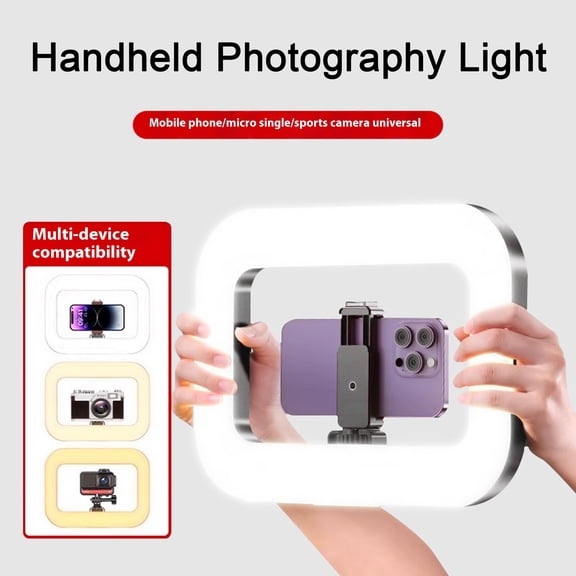 tasrioml Smartphone Selfie Light Kit Remote Control Adjustable Color Temperature Dimmable Rechargeable LED Mobile Video Stabilizer Fill Light