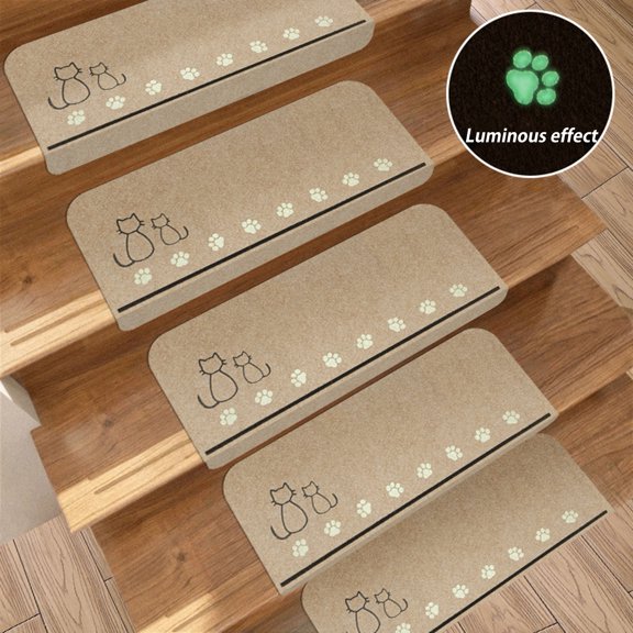 tasrioml Step Mat Cartoon Pattern No Residue Easy Installation Anti-Slip Surfaces Floor Mat Wooden Stair Protection Pad