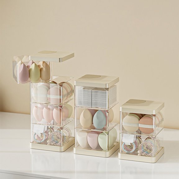 tasrioml Transparent Cosmetic Storage Box Breathable Moisture-Proof U-shaped Rotatable Organizer Multi-layer Beauty Egg Storage Shelf