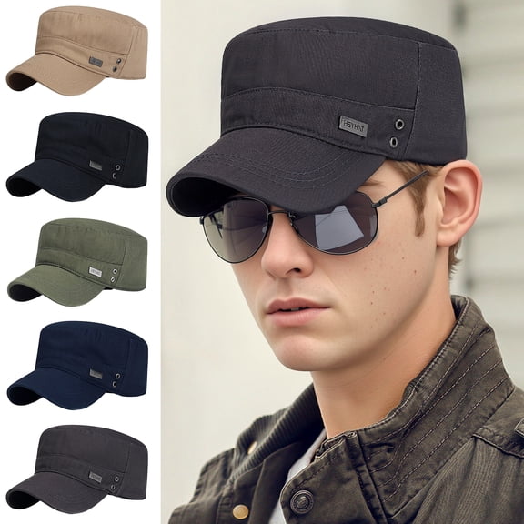 tasrioml Unisex Cadet Military Cap Adjustable Tactical Operator Cap Flat Top Baseball Cap Outdoor Sun Hat for Walking Yachting
