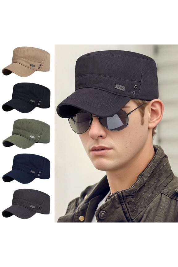 Unisex Cadet Military Cap Adjustable Tactical Operator Cap Flat Top Baseball Cap Outdoor Sun Hat for Walking Yachting