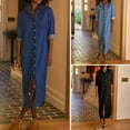 thumbnail image 1 of tasrioml Women's Casual Denim Shirt Dress Roll Up Long Sleeve Button Down Maxi Dress Lapel Long Shift Jean Dress, 1 of 8