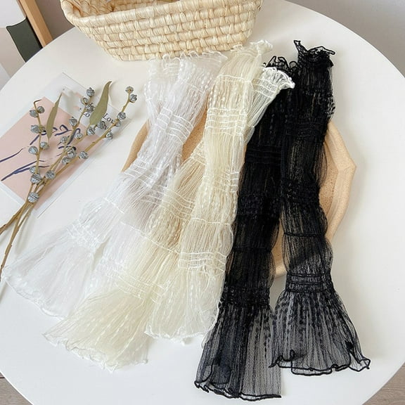 tasrioml Women's Long Ultra-thin Mesh Arm Sleeves Sun UV Protection Cooling Fingerless Gloves Lace Tulle Sunscreen Arm Leg Sleeves for Cycling Driving Hiking Fishing