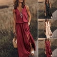 thumbnail image 1 of tasrioml Women's Summer Sleeveless Long Dress Casual Zipper Up Front V Neck Maxi Dress with Pocket Pleated Split Midi Dress, 1 of 7