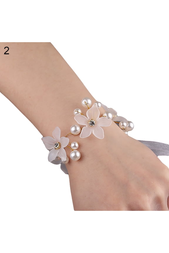 Wrist Corsage Elegant Comfortable Touch Anti-Wear Bride Bridesmaid Wrist Corsage Flower Bracelet for Wedding Engagement