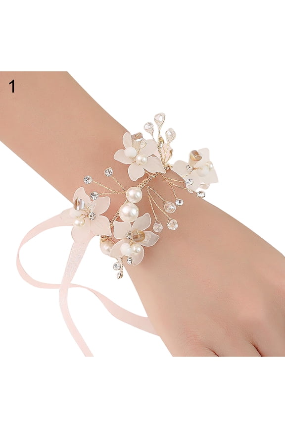 Wrist Corsage Elegant Comfortable Touch Anti-Wear Bride Bridesmaid Wrist Corsage Flower Bracelet for Wedding Engagement