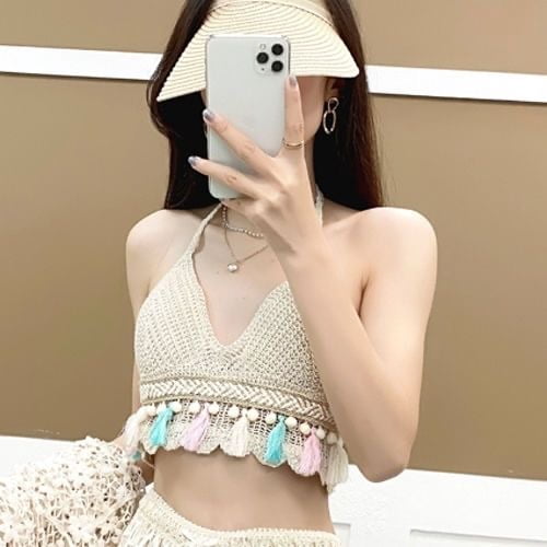 crochet tassel top