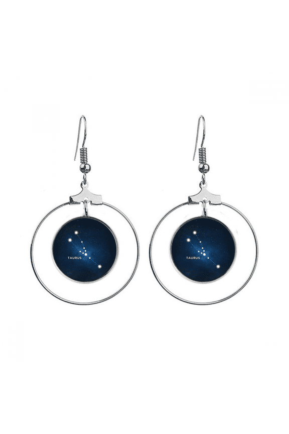 taurus constellation zodiac sign earrings dangle hoop jewelry drop circle