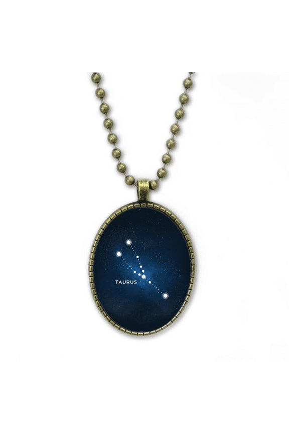 taurus constellation zodiac sign necklace vintage chain bead pendant jewelry collection