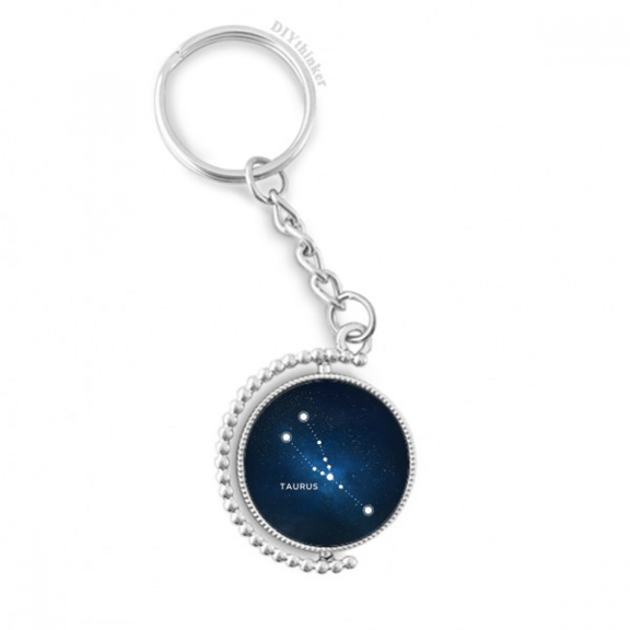 taurus constellation zodiac sign rotatable keyholder disc accessories chain clip