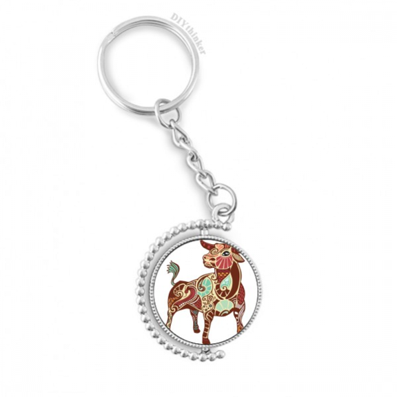 taurus constellation zodiac symbol rotatable keyholder disc accessories chain clip