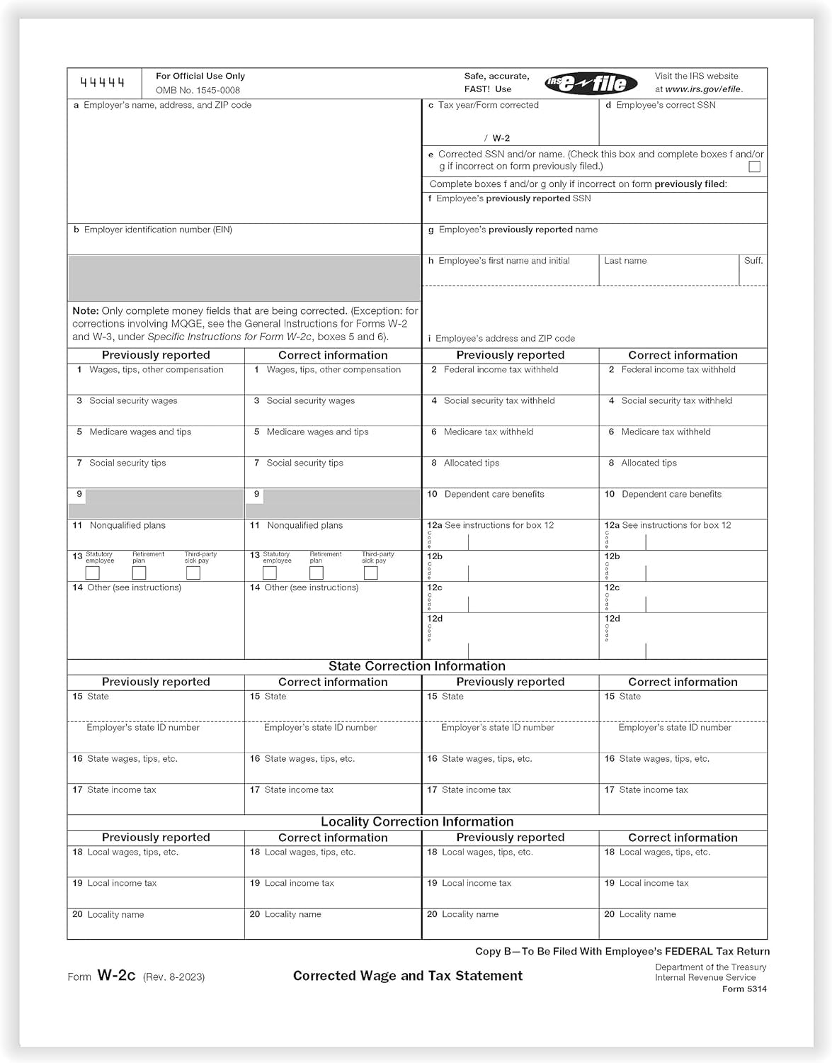 tax forms, employee copy b (1part) 81/2” x 11” tax reporting 50