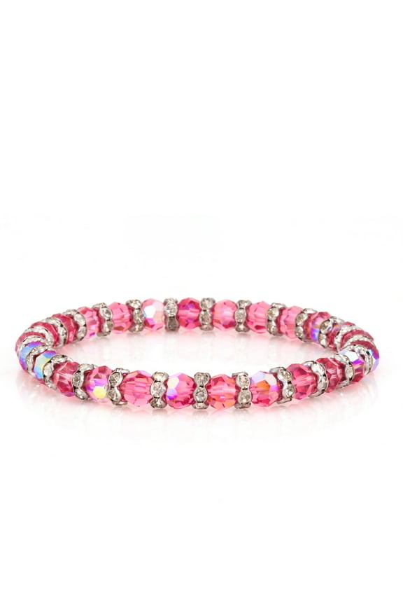 women's pink beads crystal stretch bracelets