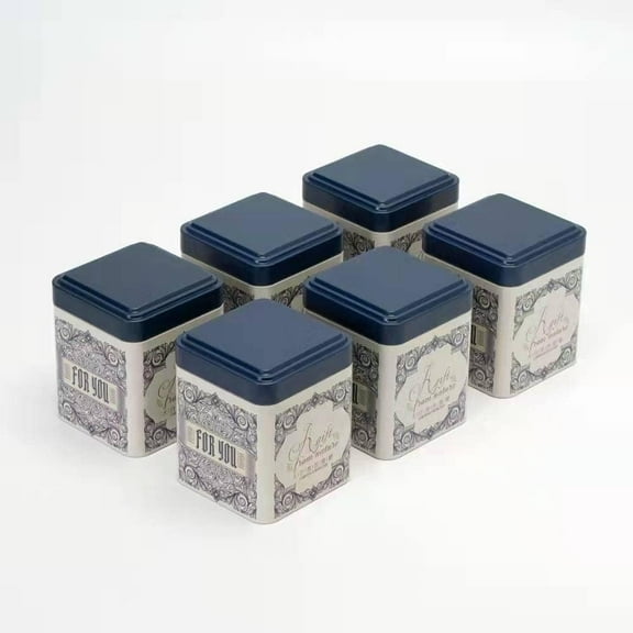 tea tins Canister with Airtight Single Lids for Loose Tea - Small Kitchen Canisters for Tea Coffee Sugar Storage, Loose Leaf Tea Tin Containers - Tea Canister - 6 pc (6PC, blue) Blue