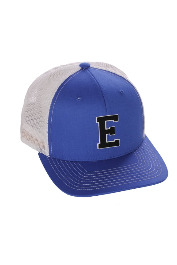 Structured Trucker Mesh Hat Custom Colors Letter E Initial Baseball Mid Profile