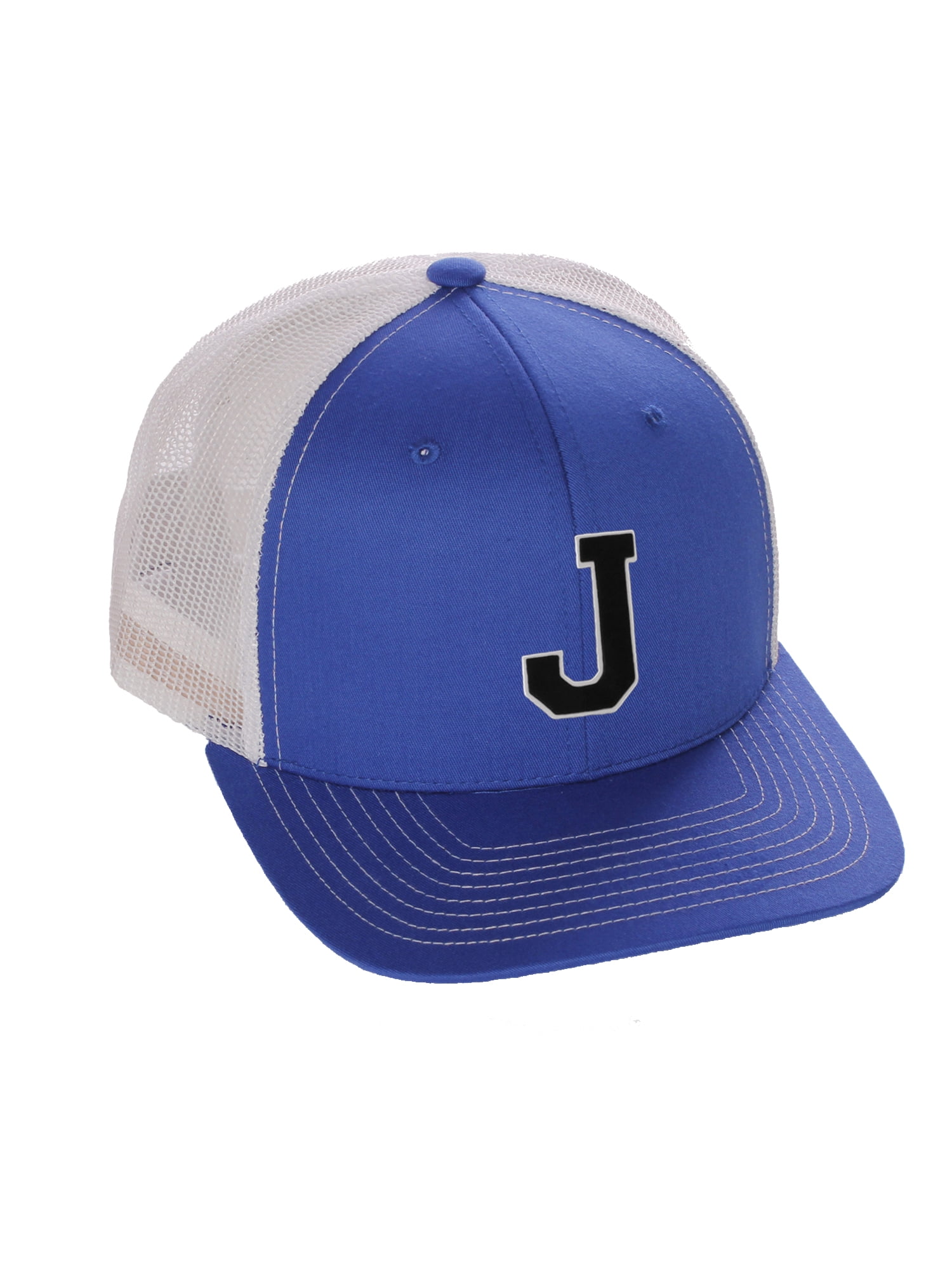 Custom Initial Letter J Team Sports Trucker Hat: Plain Retro