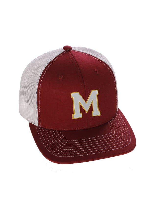 Structured Trucker Mesh Hat Custom Colors Letter M Initial Baseball Mid Profile