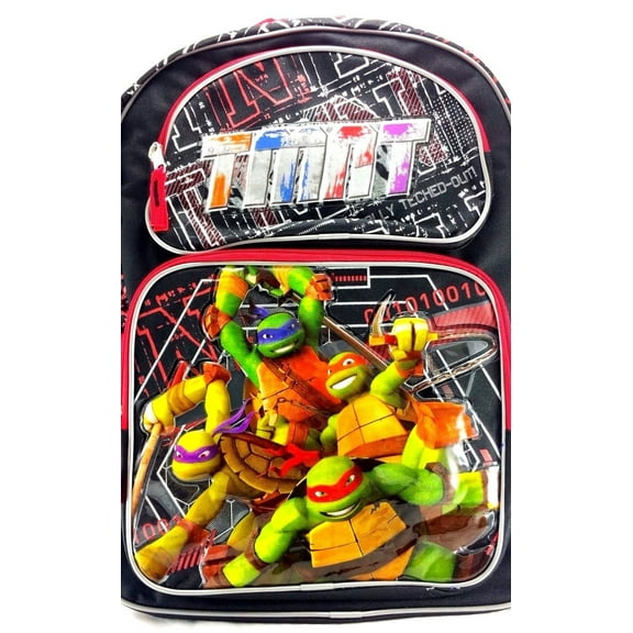 teenage mutant ninja turtles 16' canvas black & red school backpack
