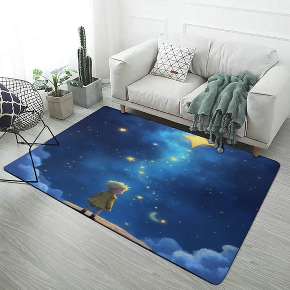 teenager Watching Stars Carpet Rug for Home Living Room Bedroom Sofa Doormat Decor Area Rug Non-slip Mat