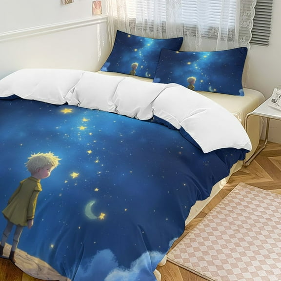 teenager Watching Stars Duvet Cover Set Bedding Set Polyester Quilt Cover for Bedroom Decoration