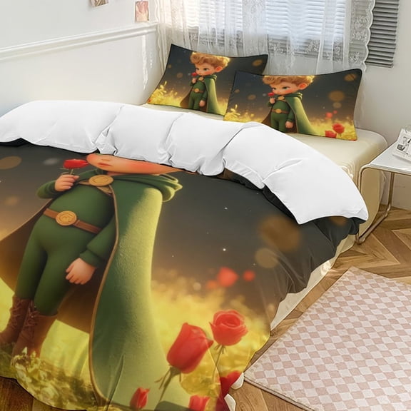 teenager in Rose Field 3D Duvet Cover Set Quilt Cover Theme of teenager for Bedroom Decoration