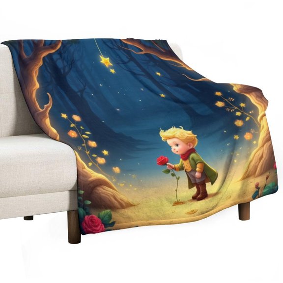 teenager with Rose in Enchanted Forest Blankets Bedroom Living Room Sofa Throw Blankets for Beds