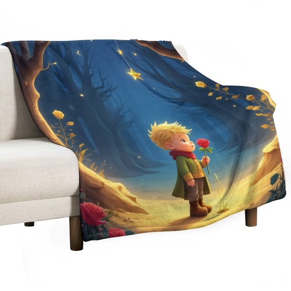 teenager with Rose in Enchanted Forest Throw Blanket Warm Microfiber Flannel Bedroom Decor Blankets For Beds