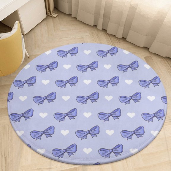 teenagerss Cute Bow Round Area Rugs for Bedroom Living Room, 5FT Soft Indoor Circle Carpets, Carpet Home Decor Floor Mat
