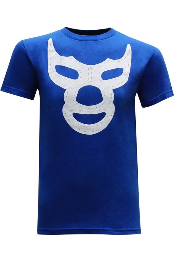 Blue Demon Mask Graphic Men's T-Shirt - (XX-Large) - Blue