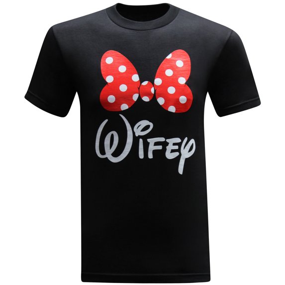 tees geek Hubby & Wifey Matching Couples Funny T-Shirt - (Small) - Black