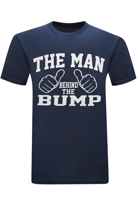 The Man Behind The Bump Men's Shirt Funny T-Shirt Humor Novelty Graphic Tees for Men (Large) - Navy