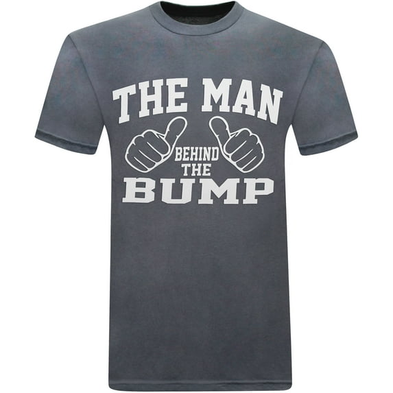 tees geek The Man Behind The Bump Men's Shirt Funny T-Shirt Humor Novelty Graphic Tees for Men (Medium) - Charcoal