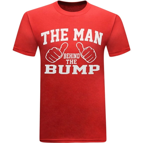 tees geek The Man Behind The Bump Men's Shirt Funny T-Shirt Humor Novelty Graphic Tees for Men (XXX-Large) - Red