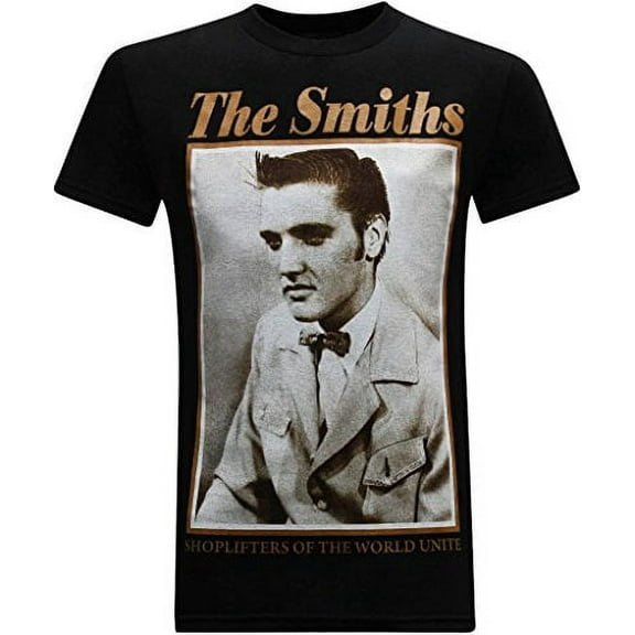 tees geek The Smiths Shoplifters Classic Rock Band Tees Graphic Men's T-Shirt- (Small) - Black